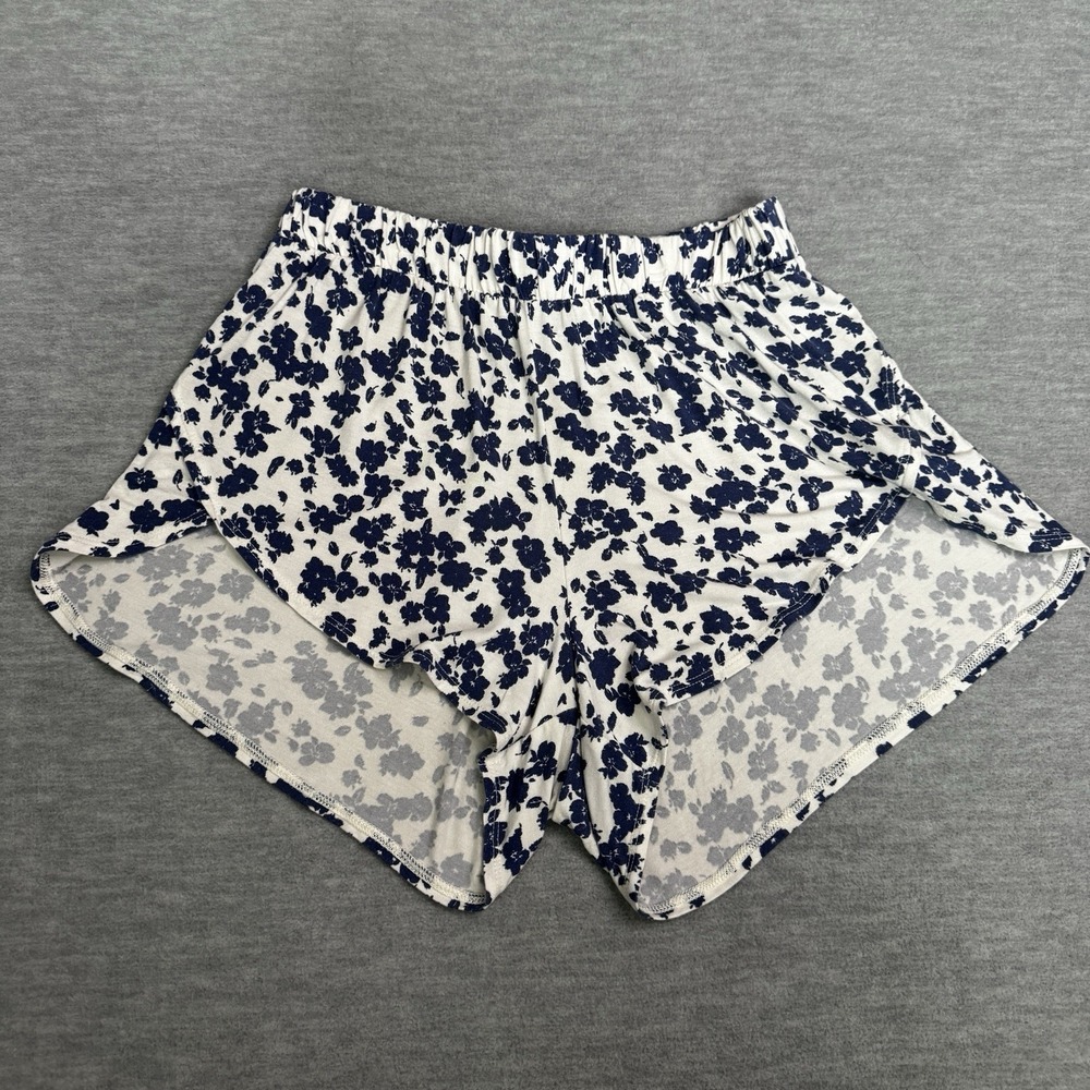 Sunday Sleep Pajama Shorts Womens Floral Size XS Blue White Floral Dolphin Hem
